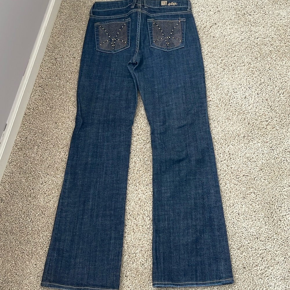 Kut from the Kloth bootcut rhinestone pocket jeans